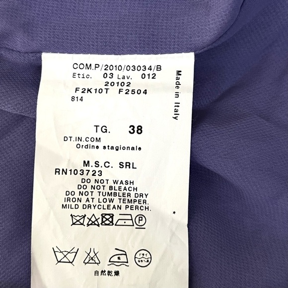 NWT ARMANI Lavender Dot Silk Chiffon Draped Cowl Neck Flutter Short Sleeve Top 2 - Picture 5 of 6